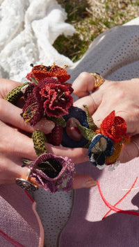 Oya Napkin Rings - Set of 4 - Orange & Maroon & Lilac & Navy