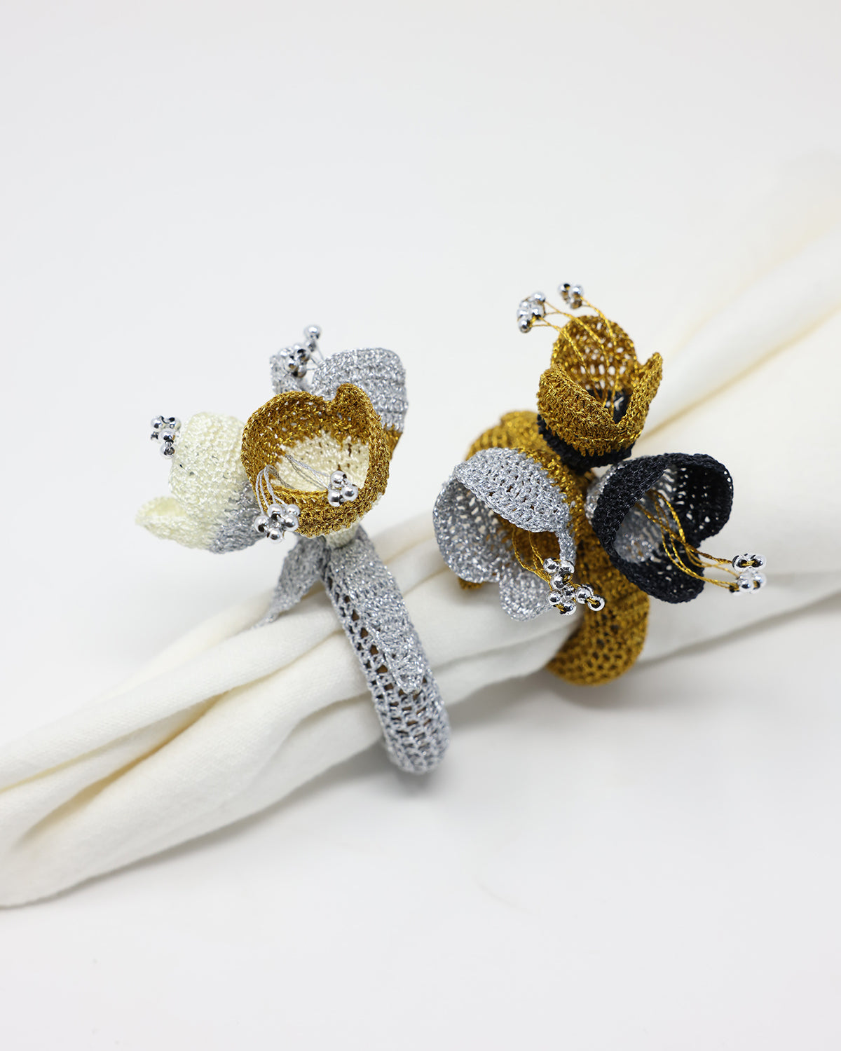 Oya Napkin Rings - Set of 4 - Gold & Silver