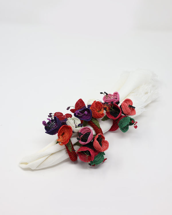 Oya Napkin Rings - Set of 4 - Red & Pink