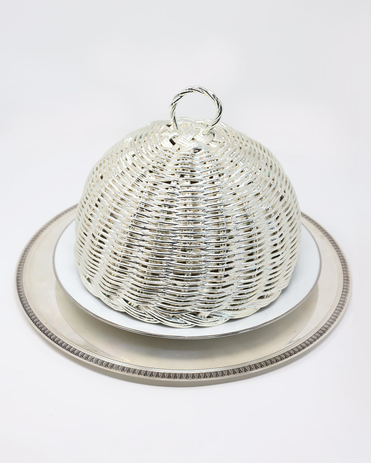 Silver Dipped Rattan Dome Set of 12