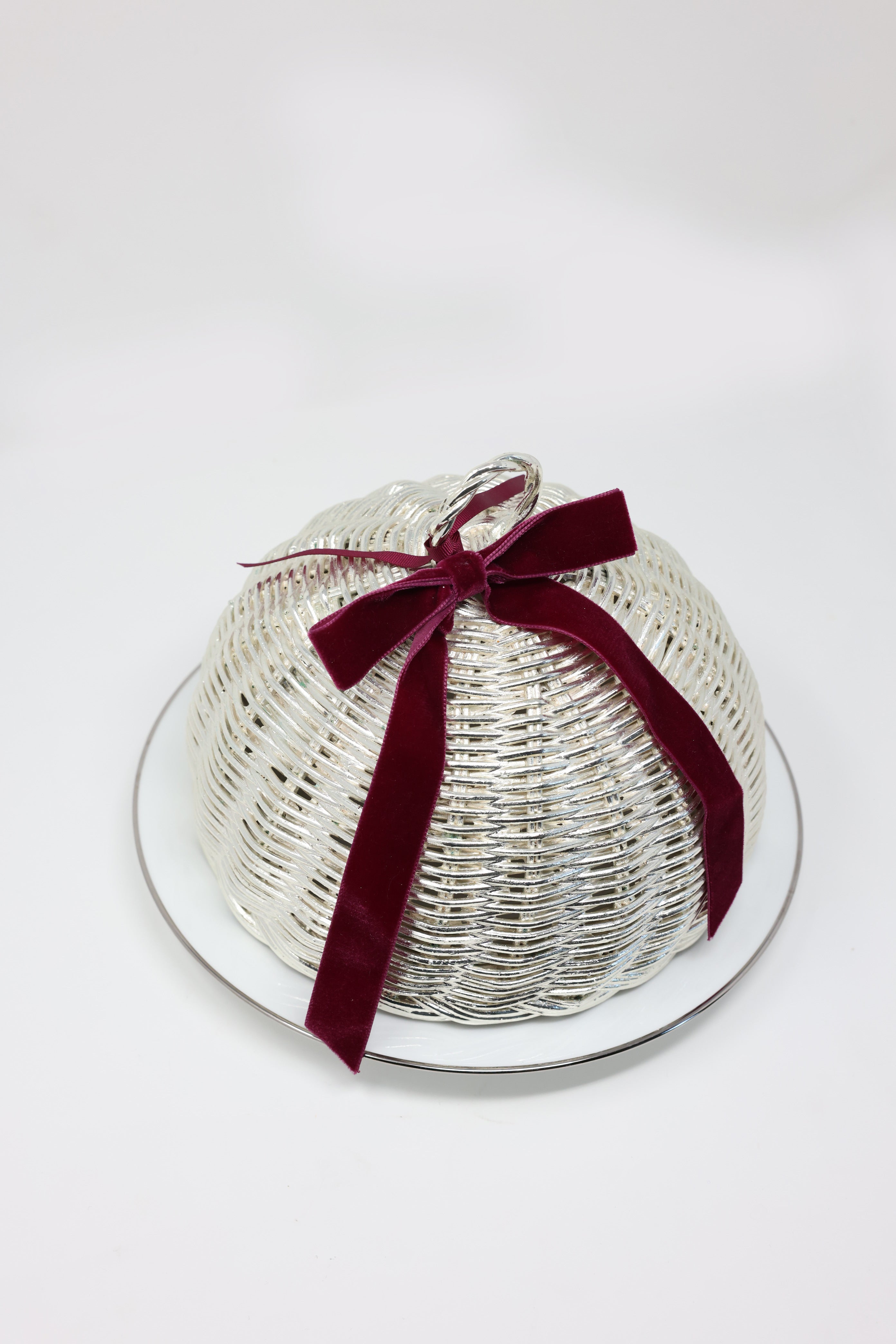 Silver Dipped Rattan Dome Set of 12