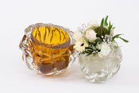 Amber Cut Vase with Gold Leaf