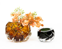 Amber Cut Vase with Gold Leaf