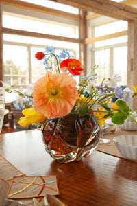 Amber Cut Vase with Gold Leaf