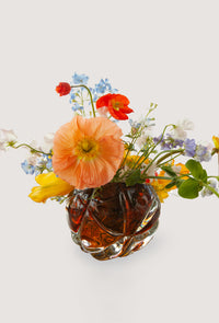 Amber Cut Vase with Gold Leaf